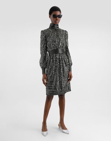 Mekko Dolce & Gabbana Midi Dress With Sequin Stripe Embroidery Musta | F6TJYTFLSKBN0000, 1