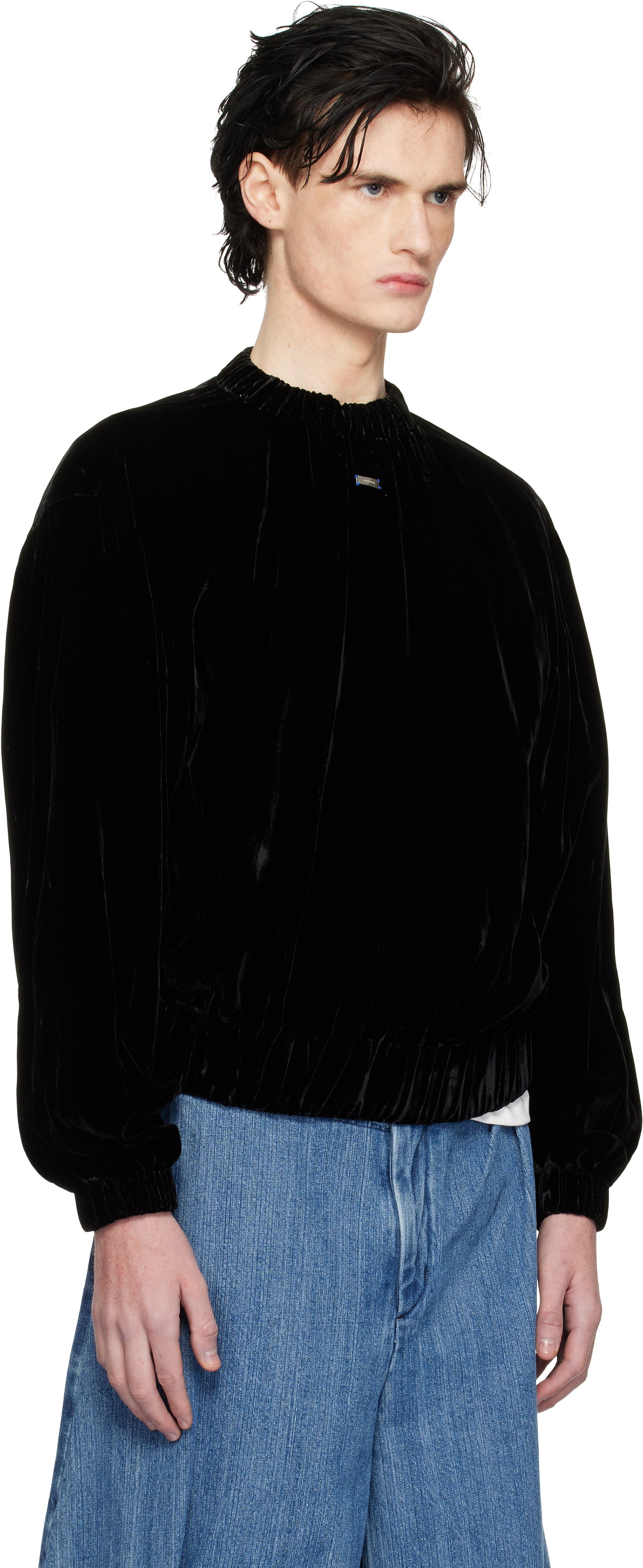Huppari ADER ERROR Velvet Relaxed Fit Sweatshirt Musta | BN01FWSW0101BK, 1