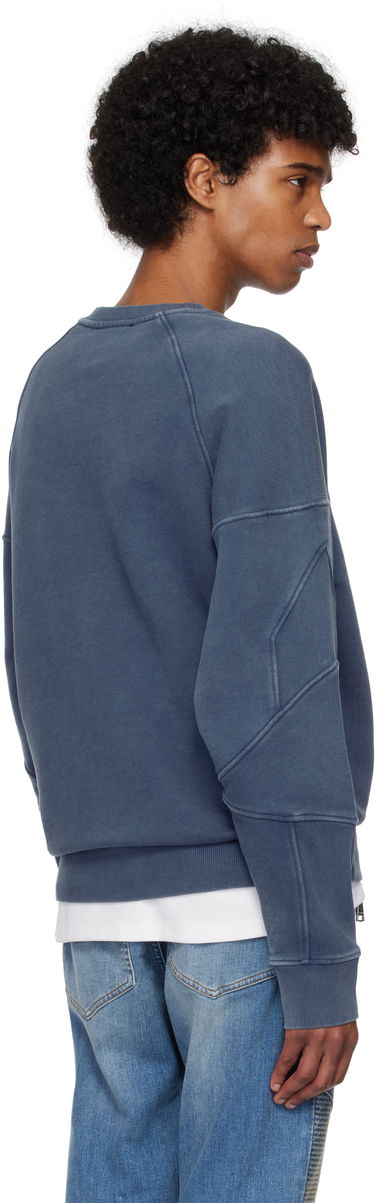 Villapaita Balmain Balmain Ribbed Coin Embroidery Sweatshirt Sininen | EH1JS007BC89, 2