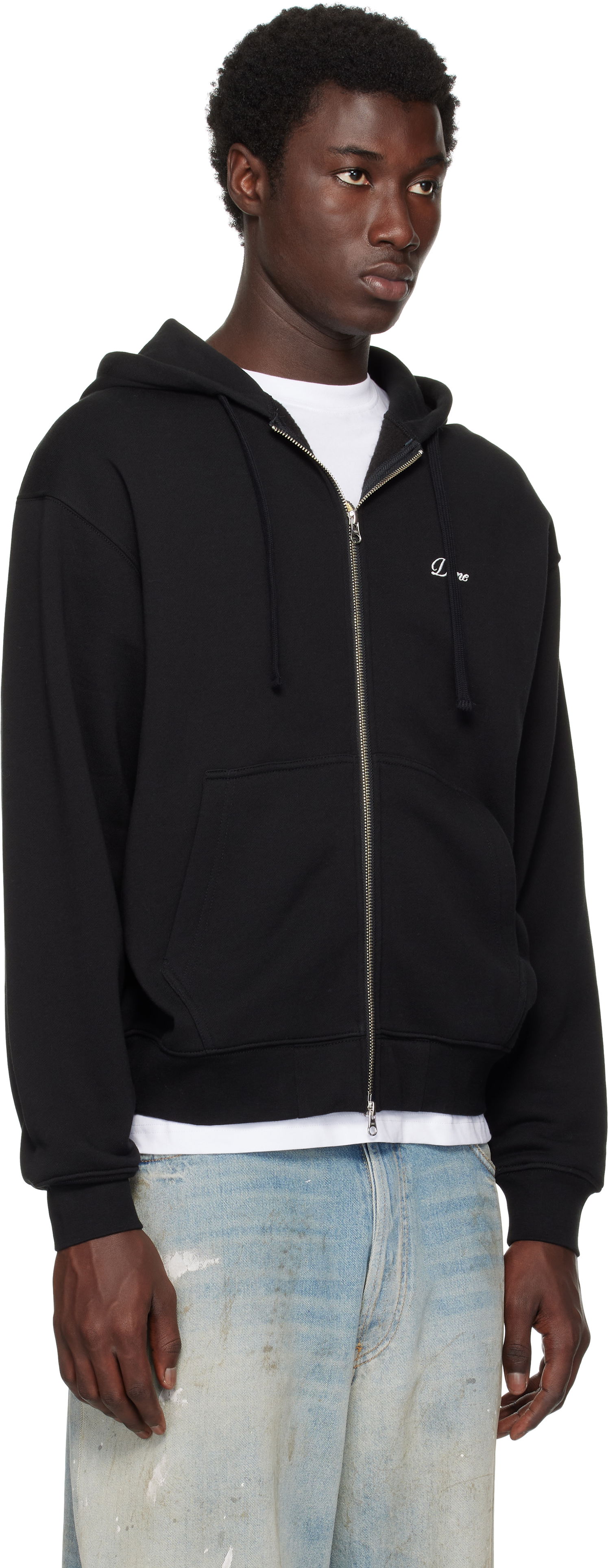 Huppari Dime Cursive Small Logo Zip Hoodie Musta | DIMESU2549BLK, 1
