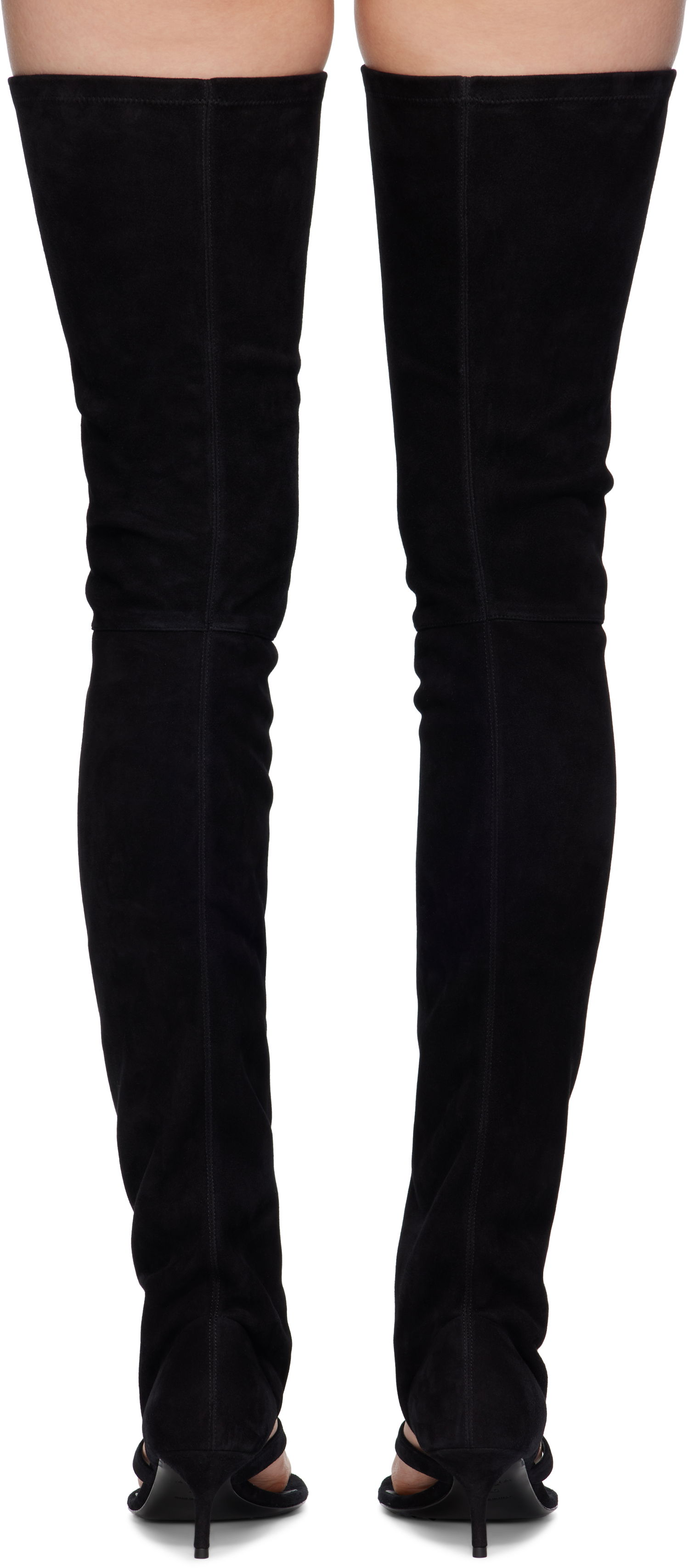 Vaatteet Alaïa ALAÏA Stretch Suede Tall Thong Boots Musta | AA3O057CK311, 1