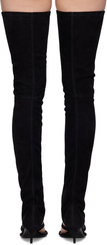Vaatteet Alaïa ALAÏA Stretch Suede Tall Thong Boots Musta | AA3O057CK311, 1
