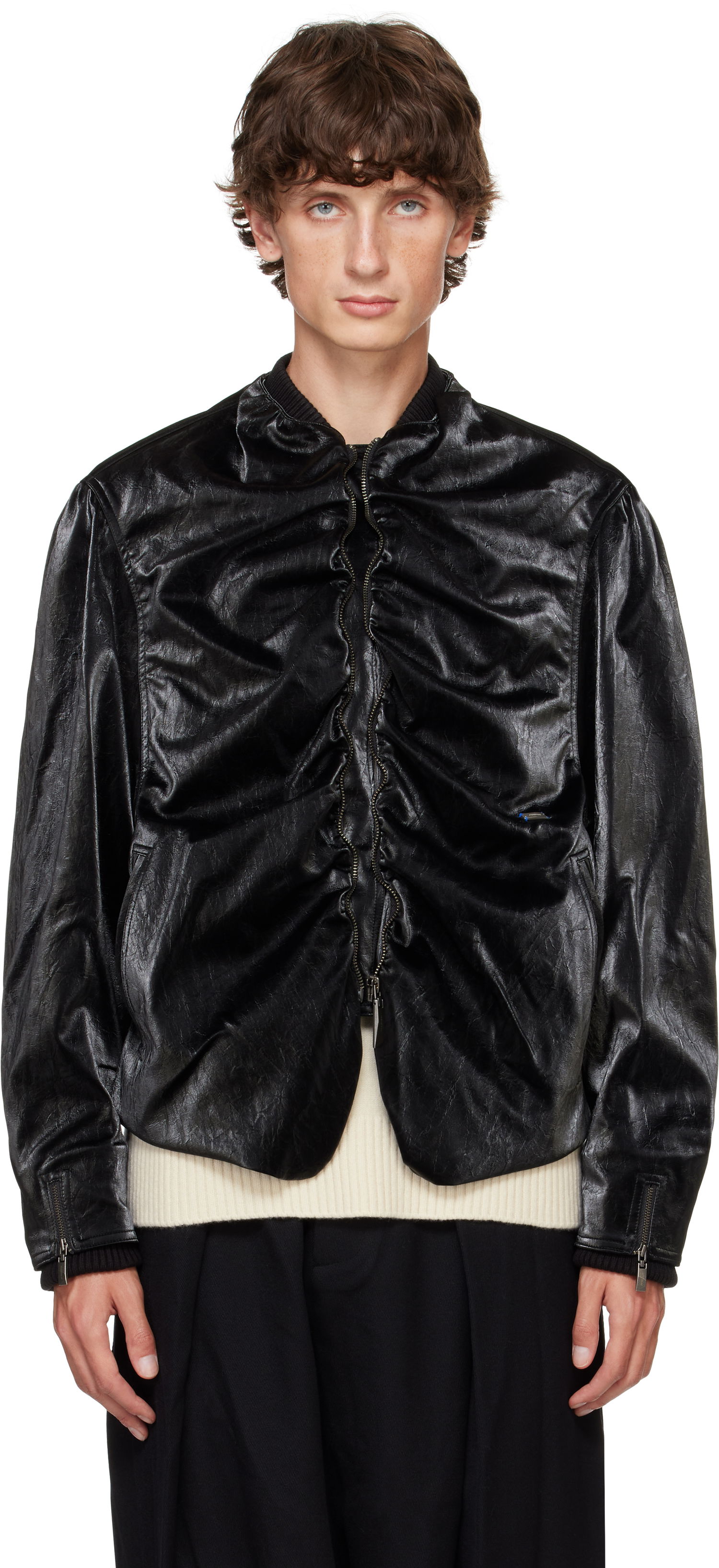 Bomber-takki ADER ERROR Faux-Leather Jacket Musta | BN01FWJK0701BK, 0