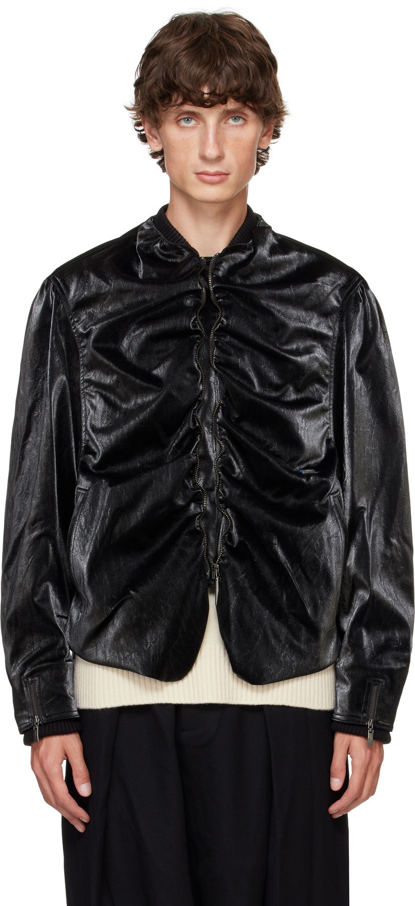 Bomber-takki ADER ERROR Faux-Leather Jacket Musta | BN01FWJK0701BK