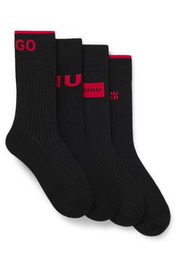 Sukat BOSS Four-pack regular-length logo socks Musta | 50546668, 0