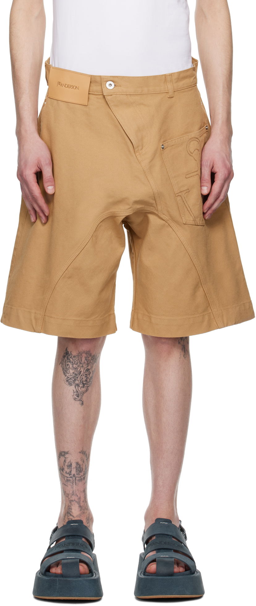 Shortsit JW Anderson JW Anderson Twisted Workwear Shorts Beige | SR0108-PG1744