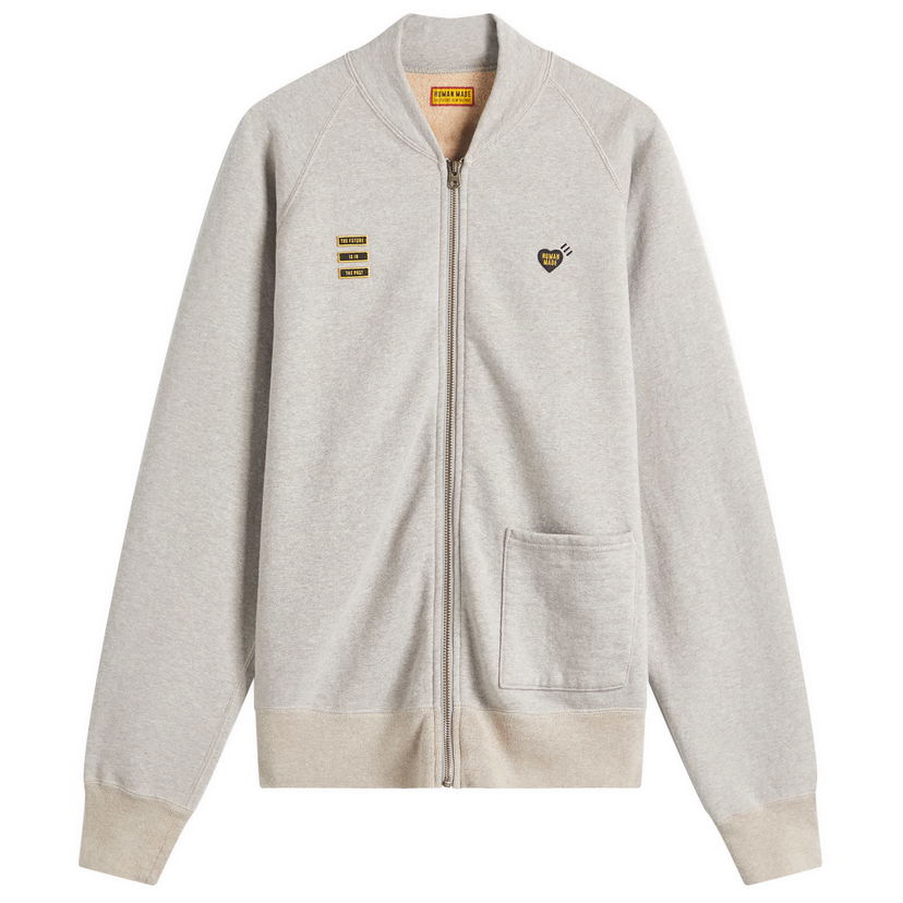Huppari Human Made Heart Zip Jersey Bomber Jacket, Size Large Harmaa | HM29CS003-GRY