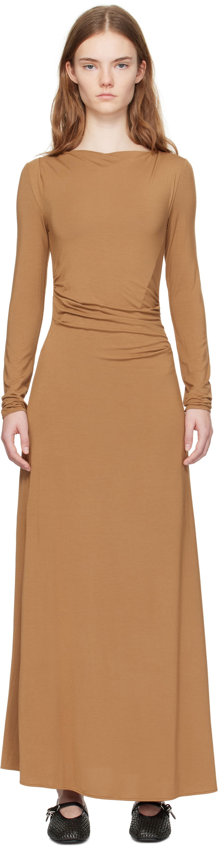 Mekko rag & bone rag & bone Luca Draped Maxi Dress Ruskea | WAC24H3023L923
