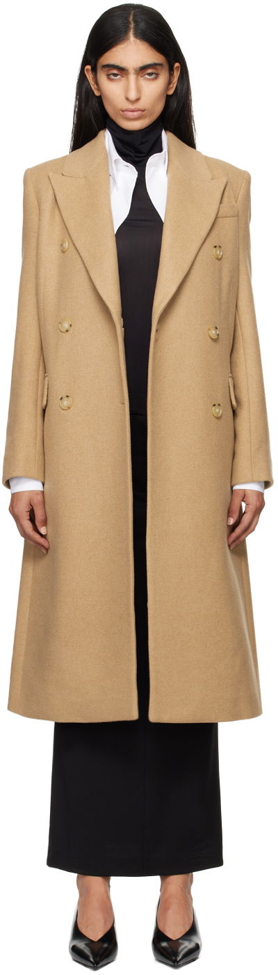 Takit BOSS Long-Length Twill Coat Beige | 50524975