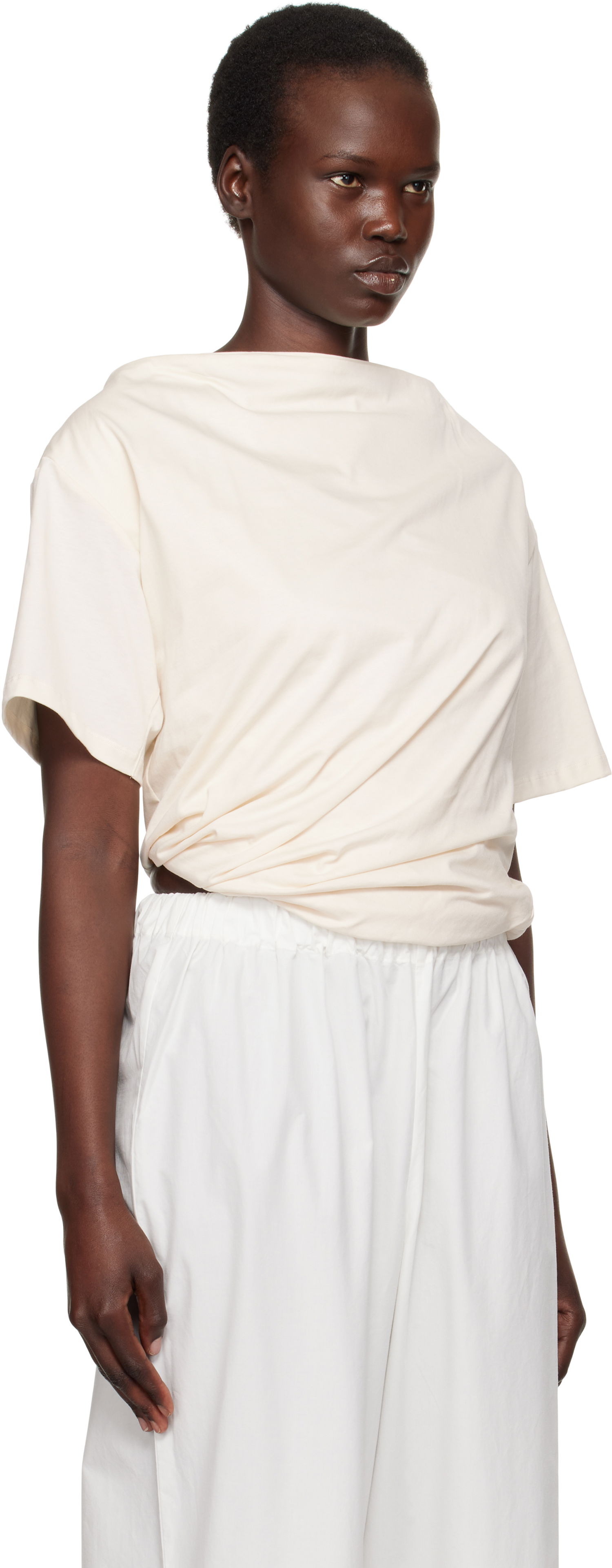 T-paita Baserange Baserange Turn Twist Front T-Shirt Beige | TOTUS-RC-SP25, 1