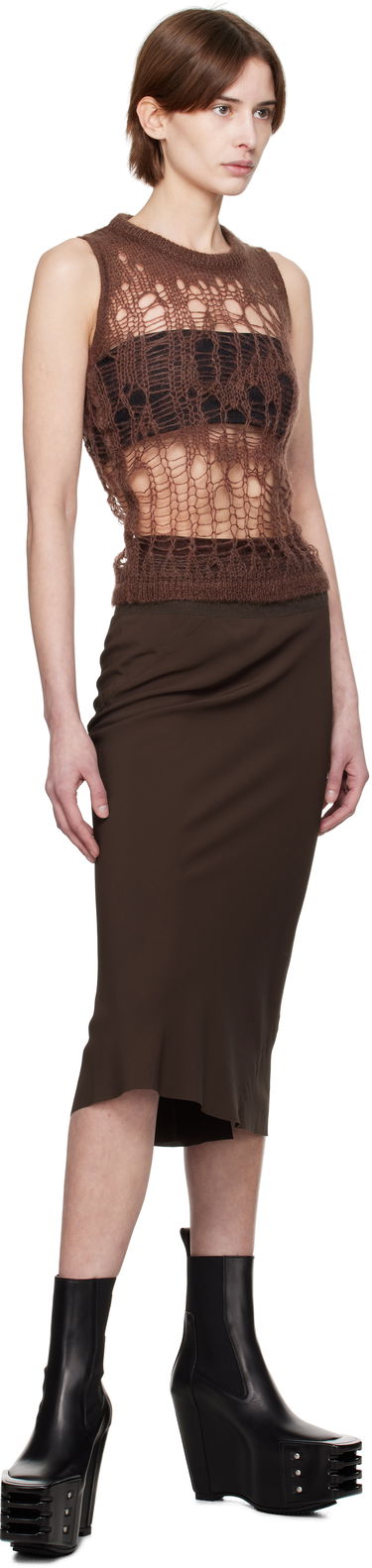 Hame Rick Owens Rick Owens Hollywood Knee Bias Midi Skirt Ruskea | RP01E7332 CC, 3