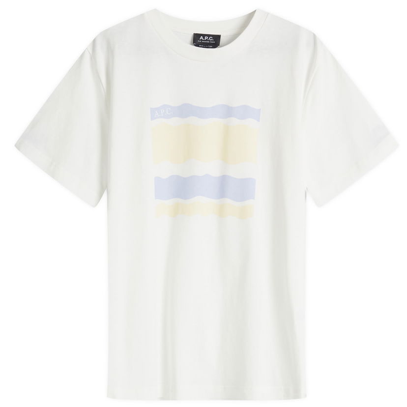 T-paita A.P.C. A.P.C. Malone Wave Print T-Shirt Valkoinen | COGCK-M26506-ALD