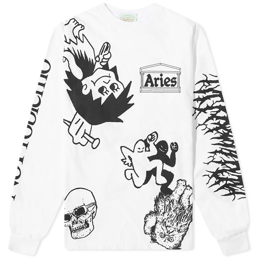 T-paita Aries Aries Long Sleeve Graphic T-Shirt Valkoinen | FTAR60024-WHT