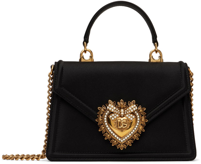 Käsilaukku Dolce & Gabbana Small Devotion Satin Bag Musta | BB6711 A7630