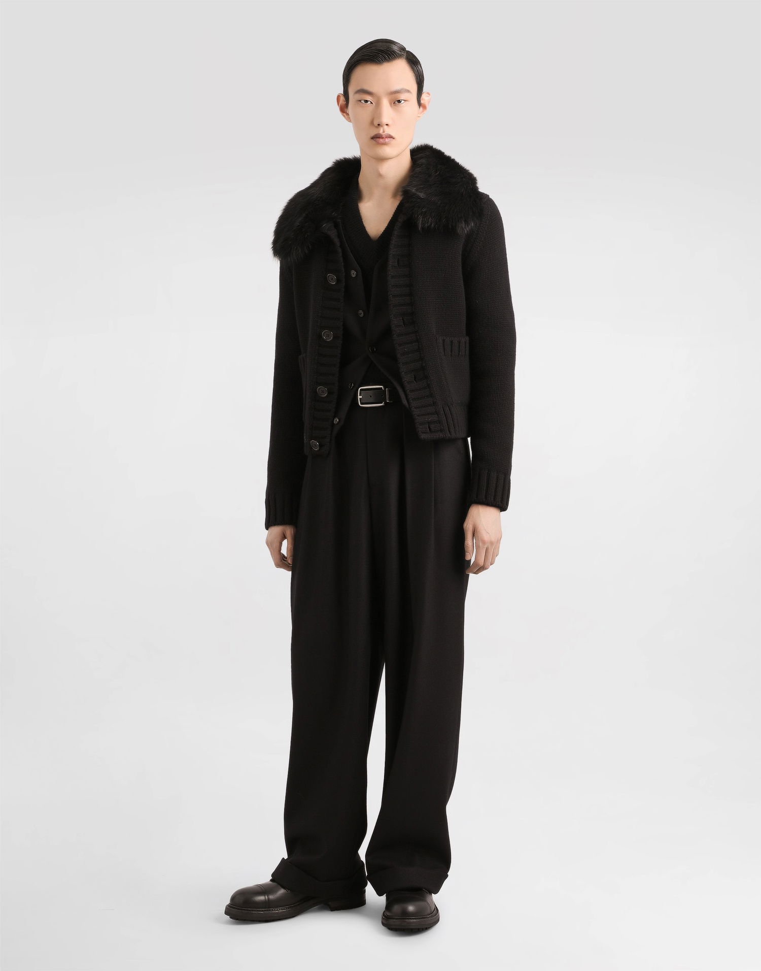 Takki Dolce & Gabbana Dolce & Gabbana Wool Jacket with Faux Fur Collar Musta | GXVD3ZJDVBZN0000, 1