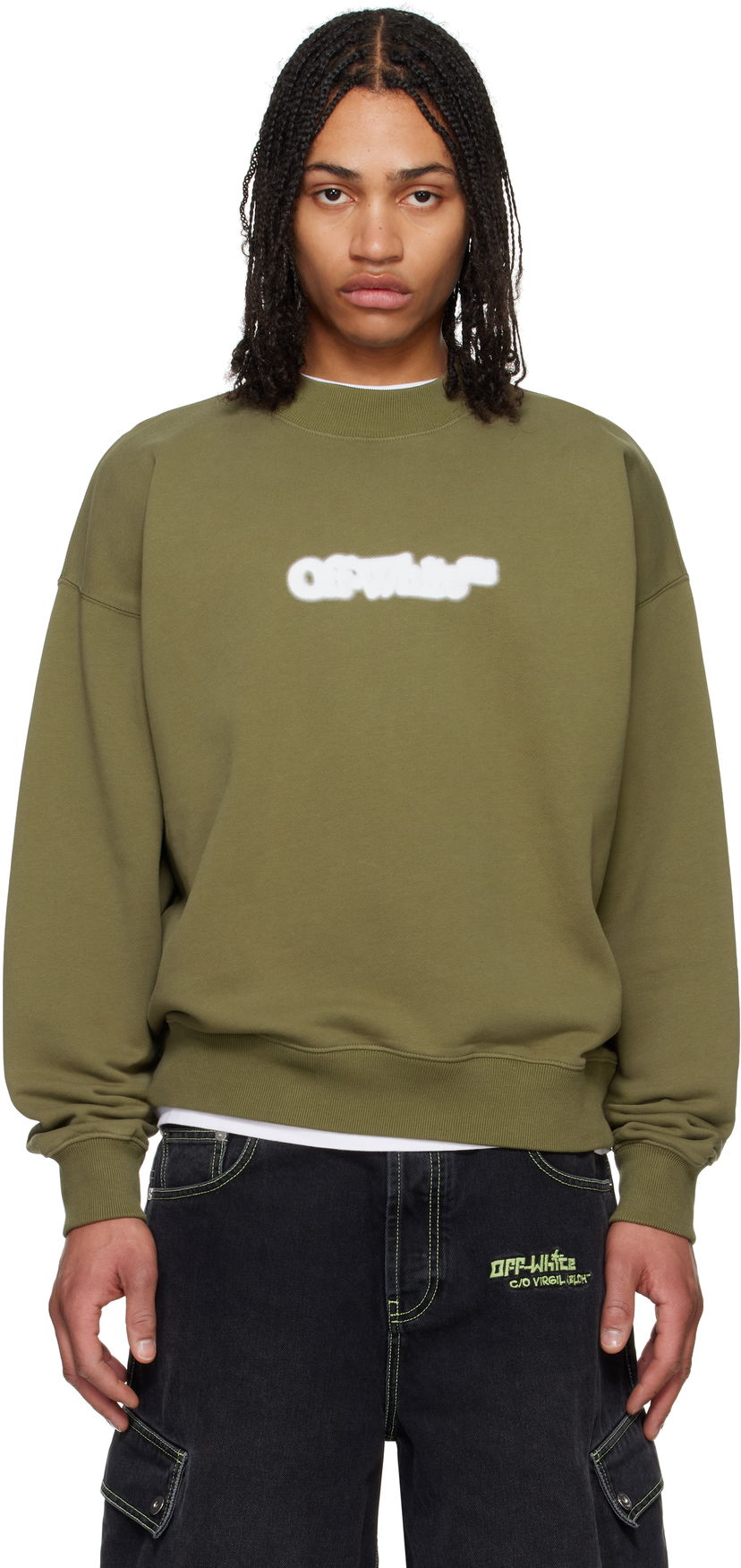 Huppari Off-White Off-White Spray Arrow Skate Sweatshirt Vihreä | OMBA054S25FLE0045601