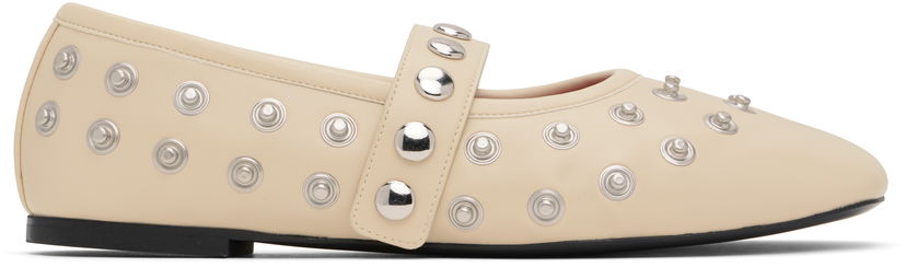 Tennarit ja kengät Stella McCartney Stella McCartney Ryder Popper-Studded Ballerina Flats Beige | 810473W1G90