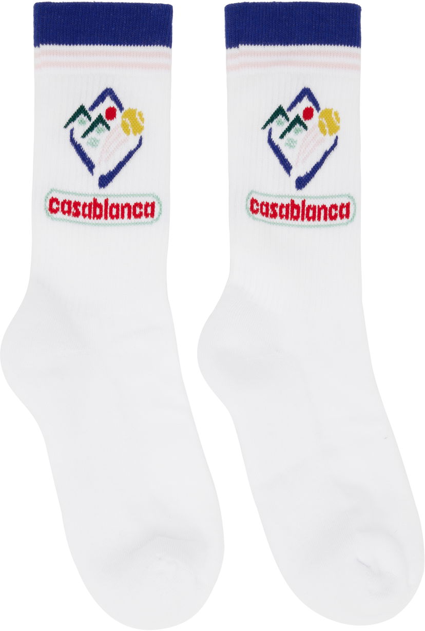 Sukat Casablanca Casablanca Fuji Icon Socks Valkoinen | APF25-ACC-010-04