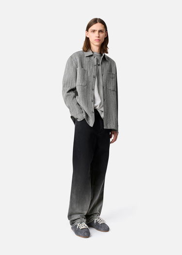 Paita AXEL ARIGATO Aidan Striped Button-Down Shirt Harmaa | A3308001, 4