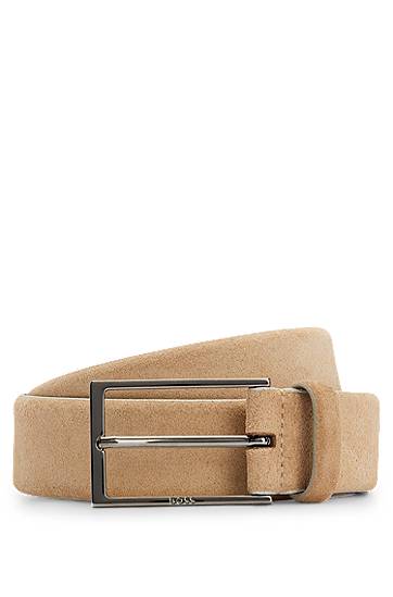 Vyöt BOSS BOSS Suede Belt with Logo Beige | 50470776