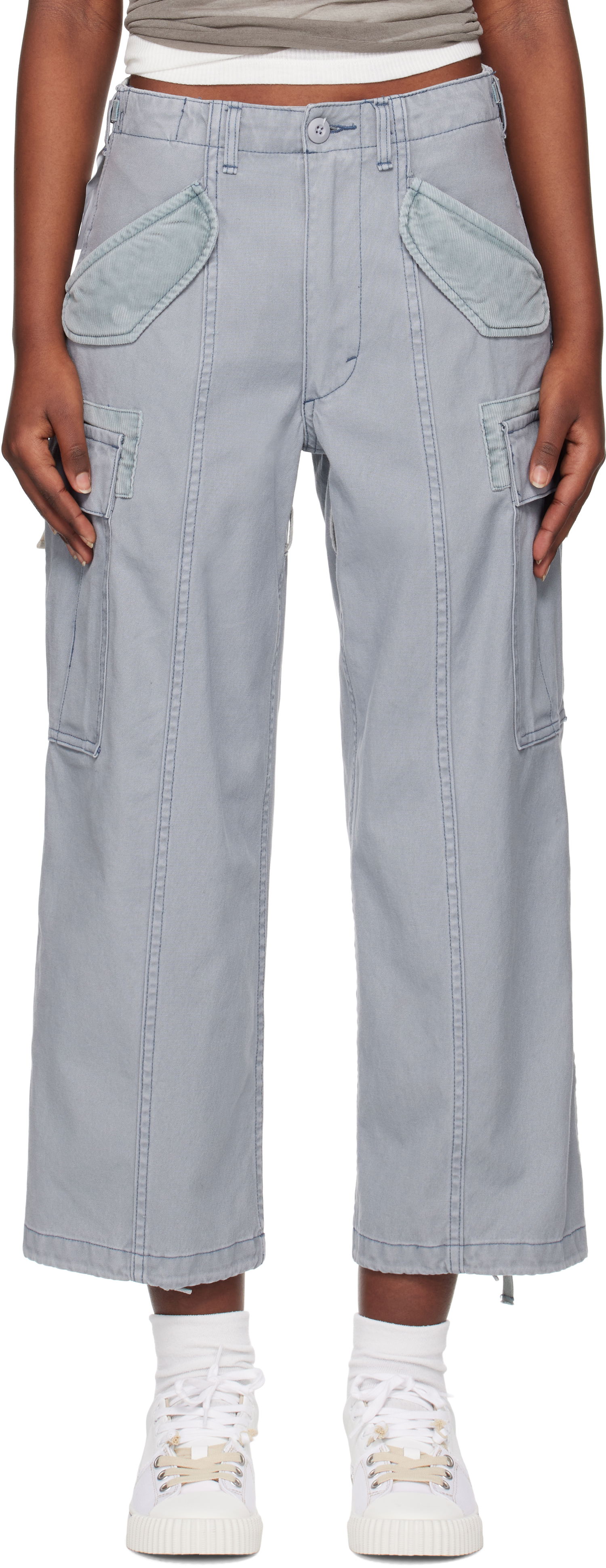 Cargo housut R13 R13 Cropped Cargo Pants Harmaa | R13WD320-D279A, 0
