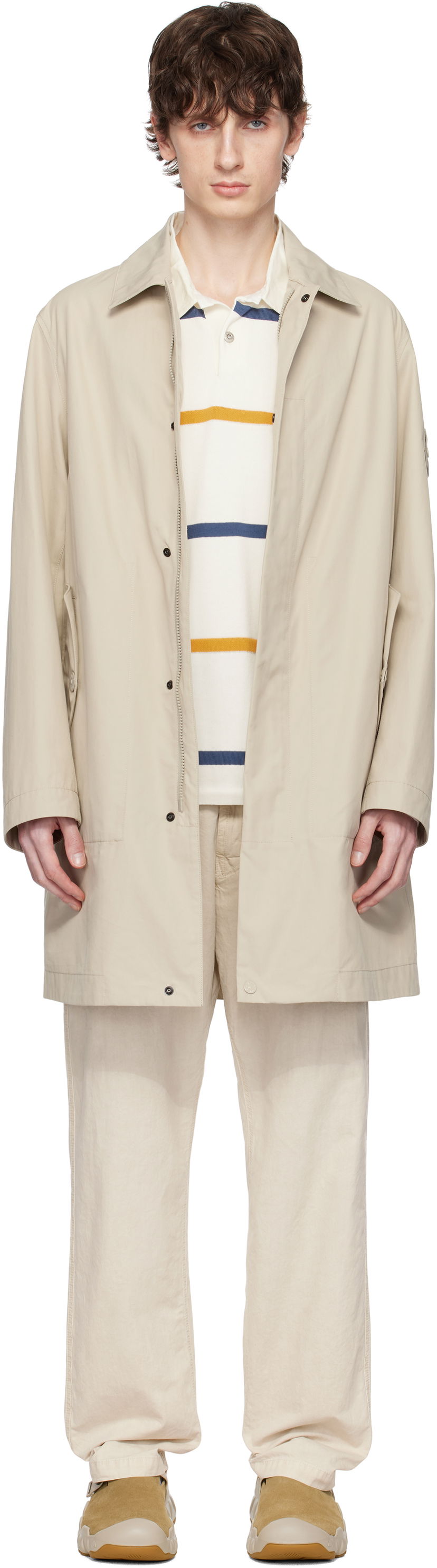 Sadetakki Stone Island Stone Island Weatherproof Cotton Canvas Coat Beige | K1S15 7100004 S00F1