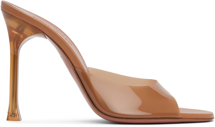 Vaatteet Amina Muaddi Amina Muaddi Alexa Glass Slipper 105 Heeled Sandals Ruskea | ALEXA GLASS SLIPPER PVC