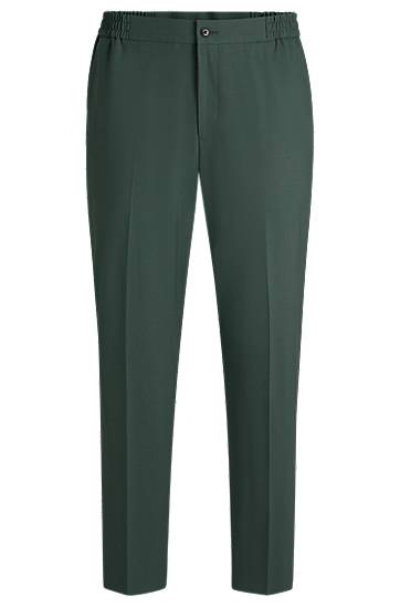Housut BOSS Slim-Fit Wool-Blend Poplin Trousers Vihreä | 50530110