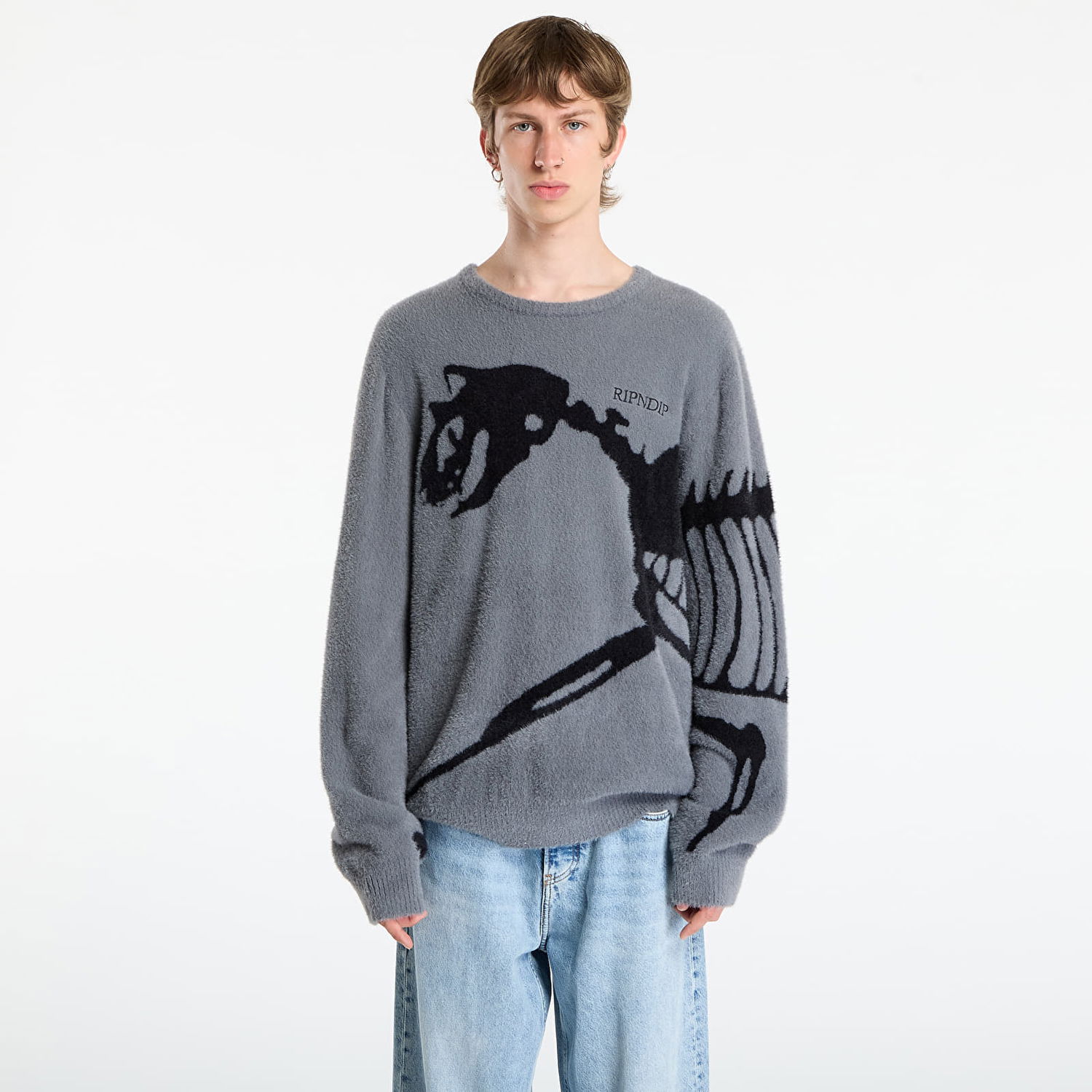 Villapaita RIPNDIP RIPNDIP Fossil Mohair Knit Sweater Harmaa | RNDFALL25102, 0