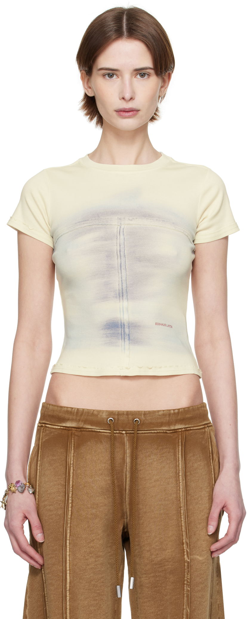 Crop top Eckhaus Latta Eckhaus Latta Lapped Baby T-Shirt Keltainen | 303-EL-PS25-O -