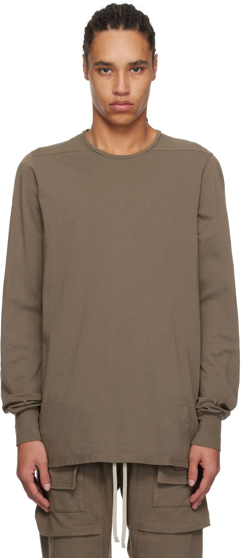 T-paita Rick Owens Rick Owens DRKSHDW Hollywood Level Long Sleeve T-Shirt Ruskea | DU01E3260 RN