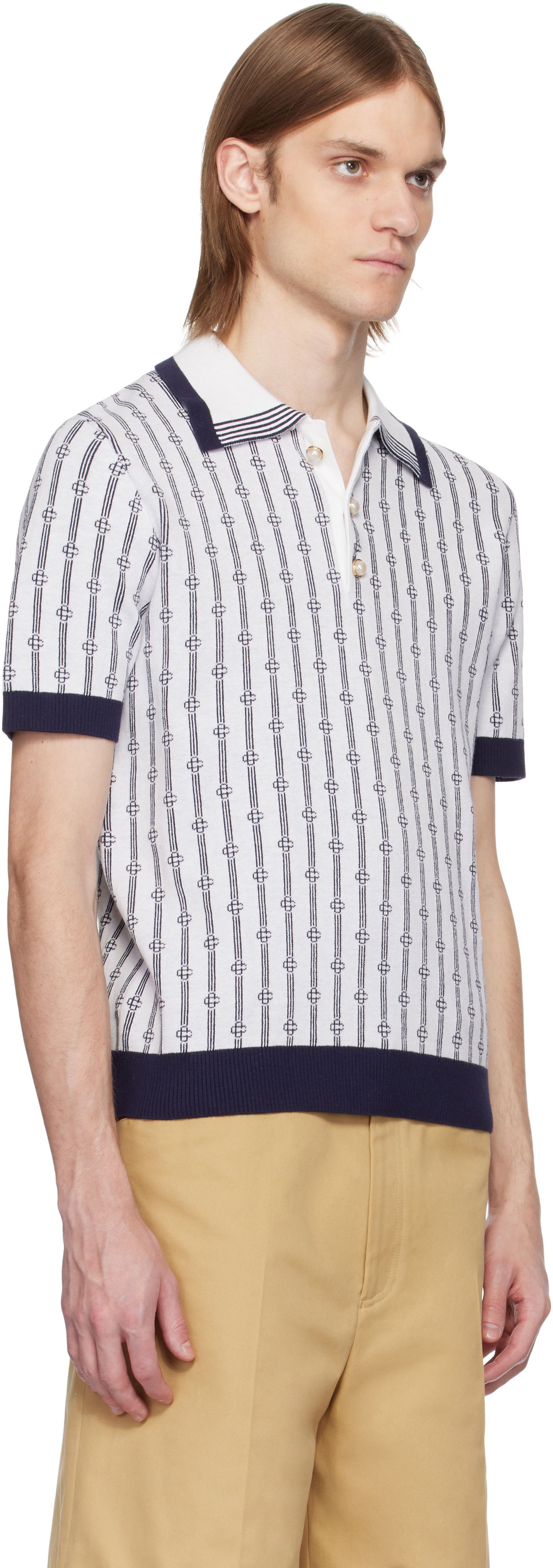Poolopaita Casablanca Casablanca Monogram Knit Polo Valkoinen | MS25-KW-895-01, 1