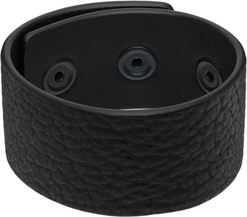 Rannerengas Rick Owens Rick Owens Concordians Anthem Leather Cuff Bracelet with Snaps Musta | RA02E0701 LBTBH