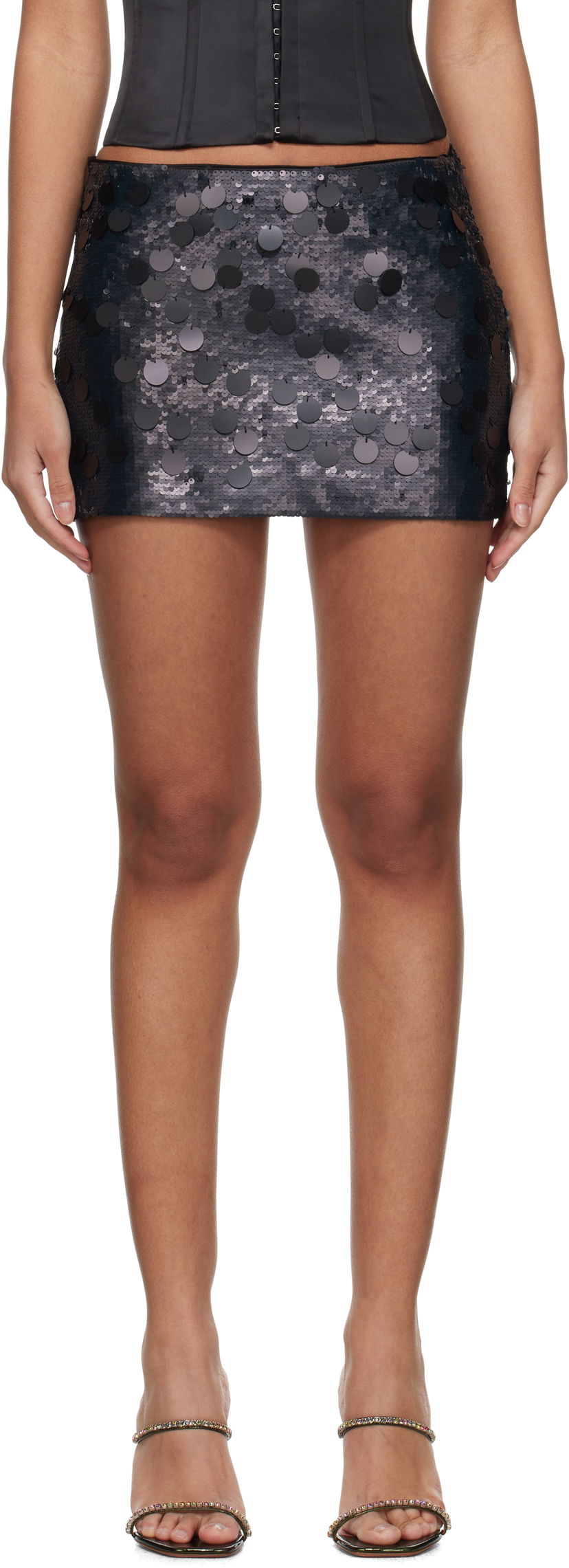 Hame GUIZIO Guizio Low Rise Sequin Miniskirt Musta | C00305W020