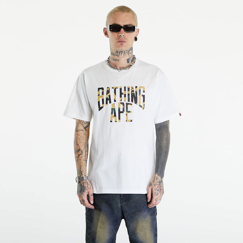 T-paita BAPE A BATHING APE 1St Camo Nyc Logo Tee White Valkoinen | 001TEK301011M WHT