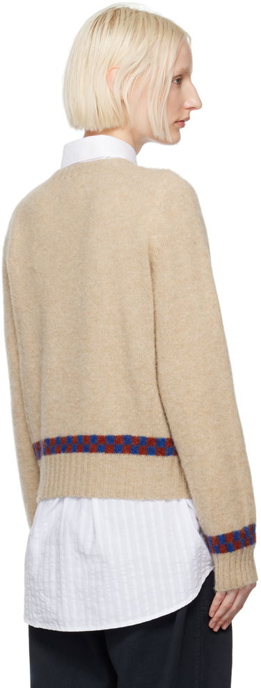 Villapaita YMC Jets Check Knit Sweater Beige | Q8XAV, 2