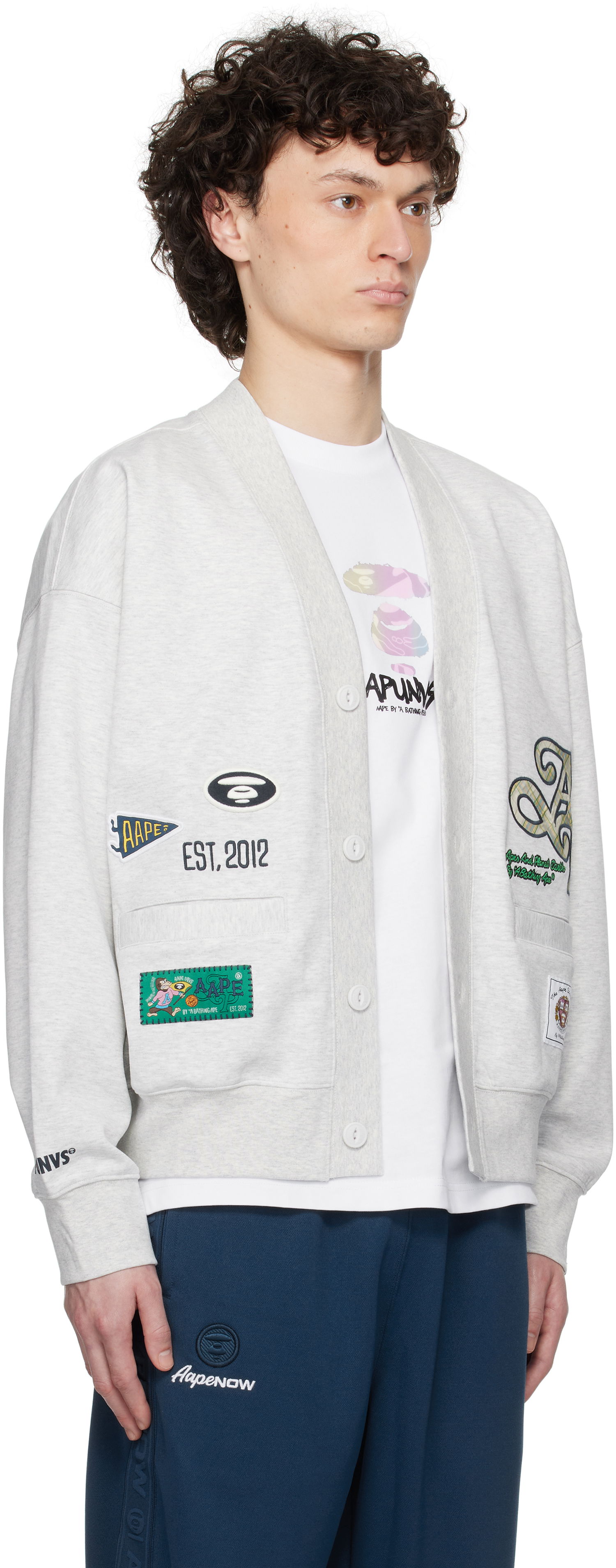 Villapaita AAPE by A Bathing Ape AAPE by A Bathing Ape Main Cardigan Harmaa | AAPSWMC324XANWH2, 1