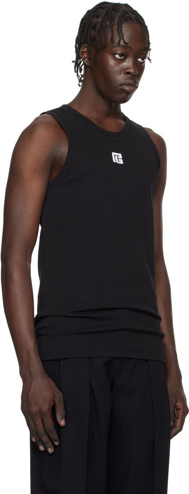 Tankkitoppi Balmain Embroidered Logo Tank Top Valkoinen | EH1EB003BC87, 4