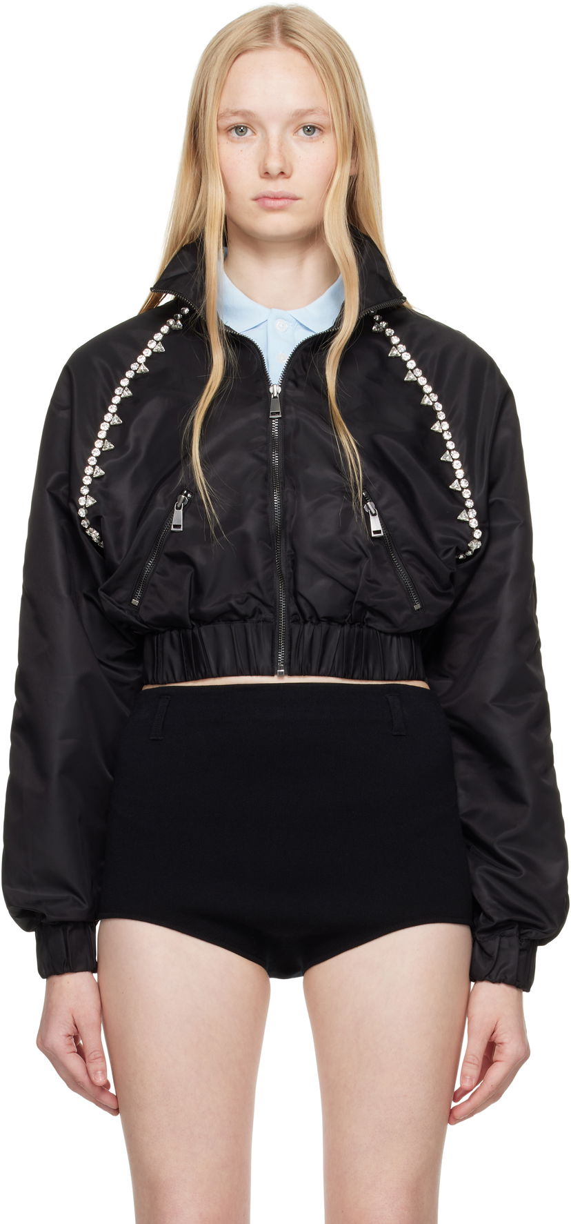 Bomber-takki Area AREA Crystal Trim Track Jacket Musta | SS25OU0028FA02