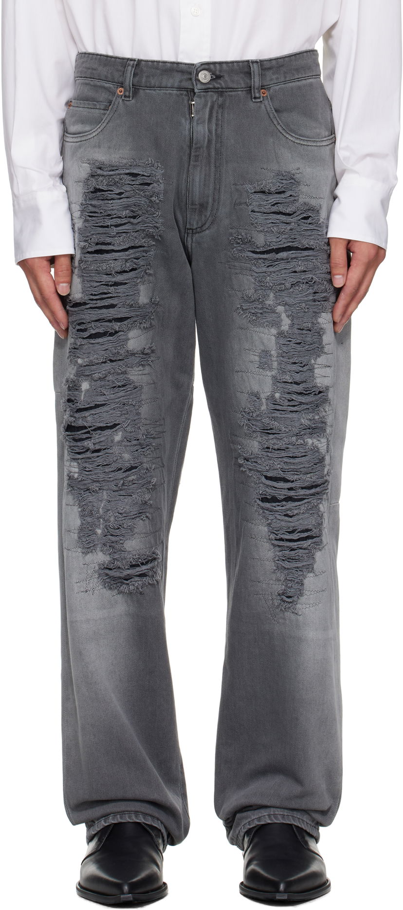 Jeans Maison Margiela MM6 Maison Margiela 5-Pocket Distressed Jeans Harmaa | SH0LA0030 M30011