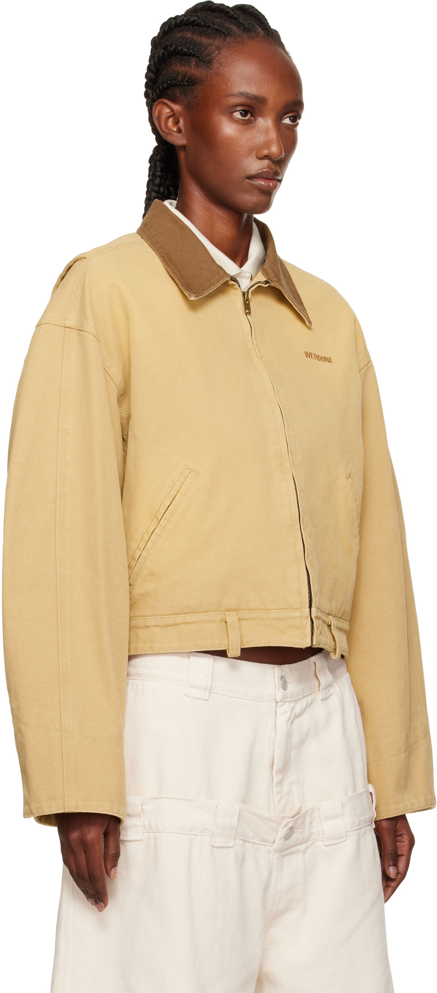 Takki We11done We11done Washed Work Cropped Jacket Beige | WD-JK2-25-008-W-BG, 1