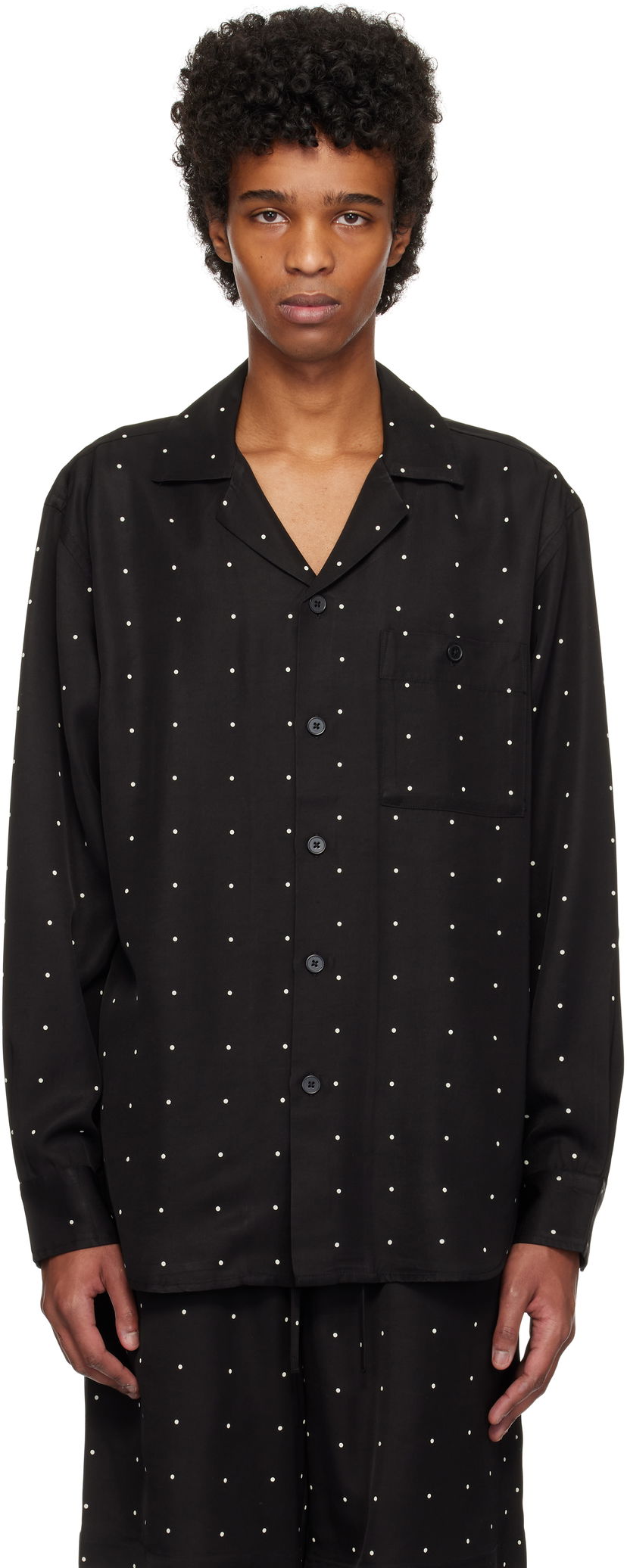 Paita Róhe Dotted Loose Camp Collar Shirt Musta | 314-19-075