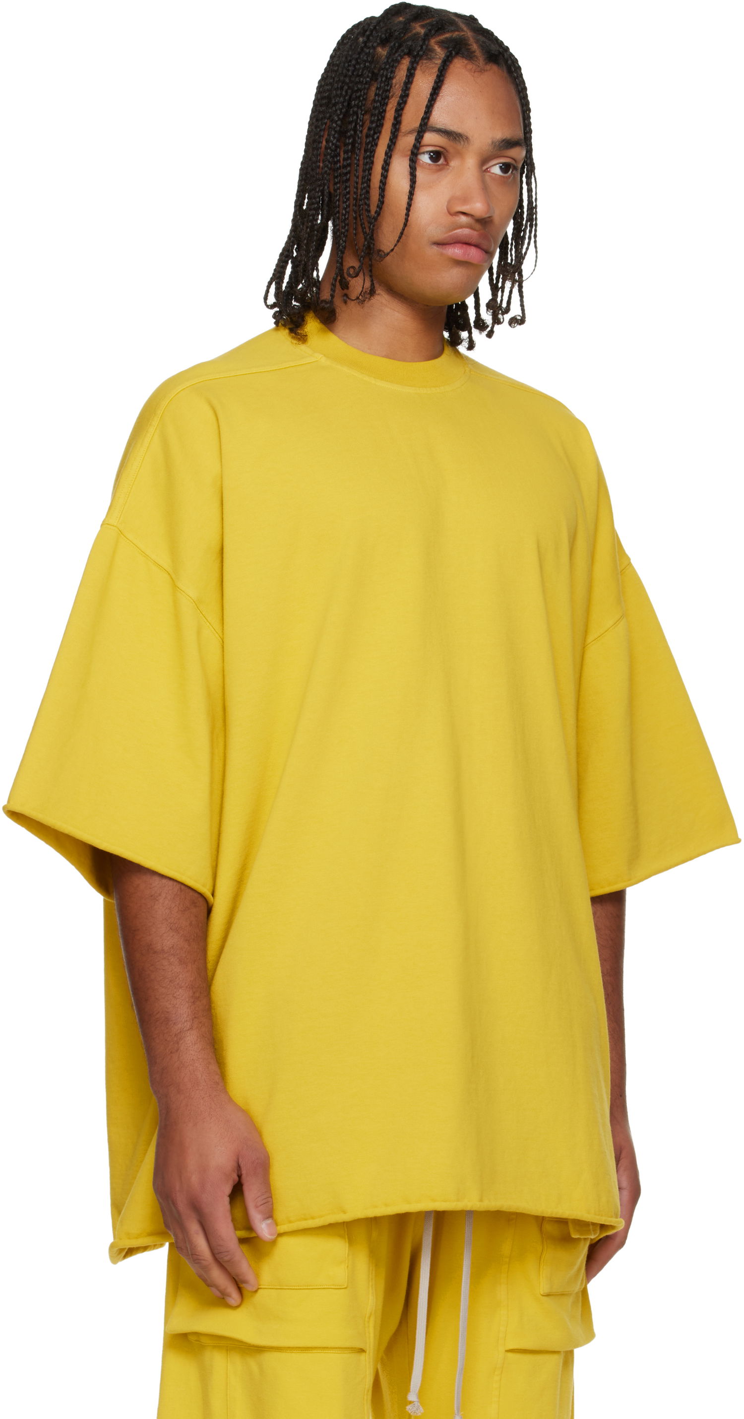 T-paita Rick Owens Concordians Tommy Oversized Raw-Edge Short-Sleeve T-shirt Keltainen | DU02E7259 RIG, 1