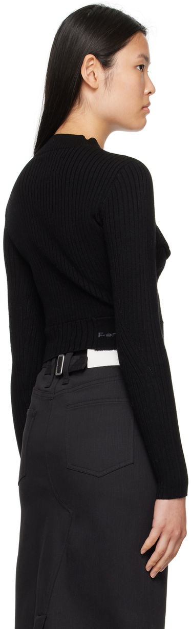 Villapaita Feng Chen Wang Feng Chen Wang Ribbed Asymmetric Sweater Musta | FWF16KT02B, 2