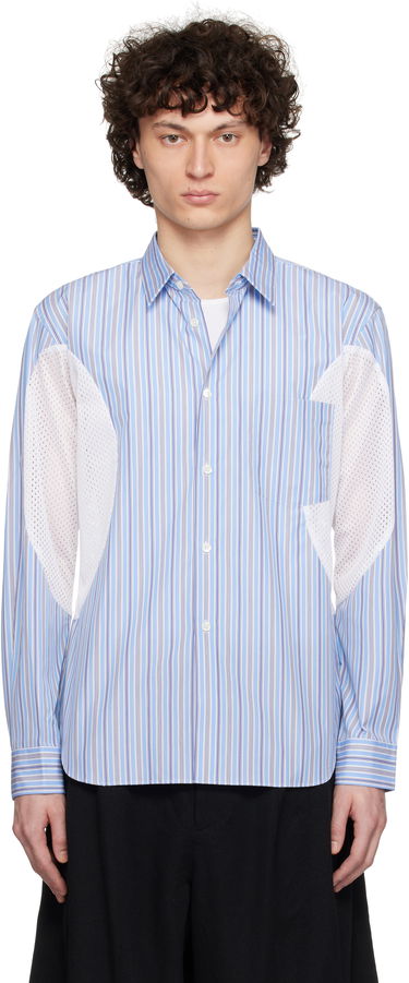Paita Comme des Garçons Broad Stripe x Polyester Mesh Shirt Sininen | DO-B025-051, 0