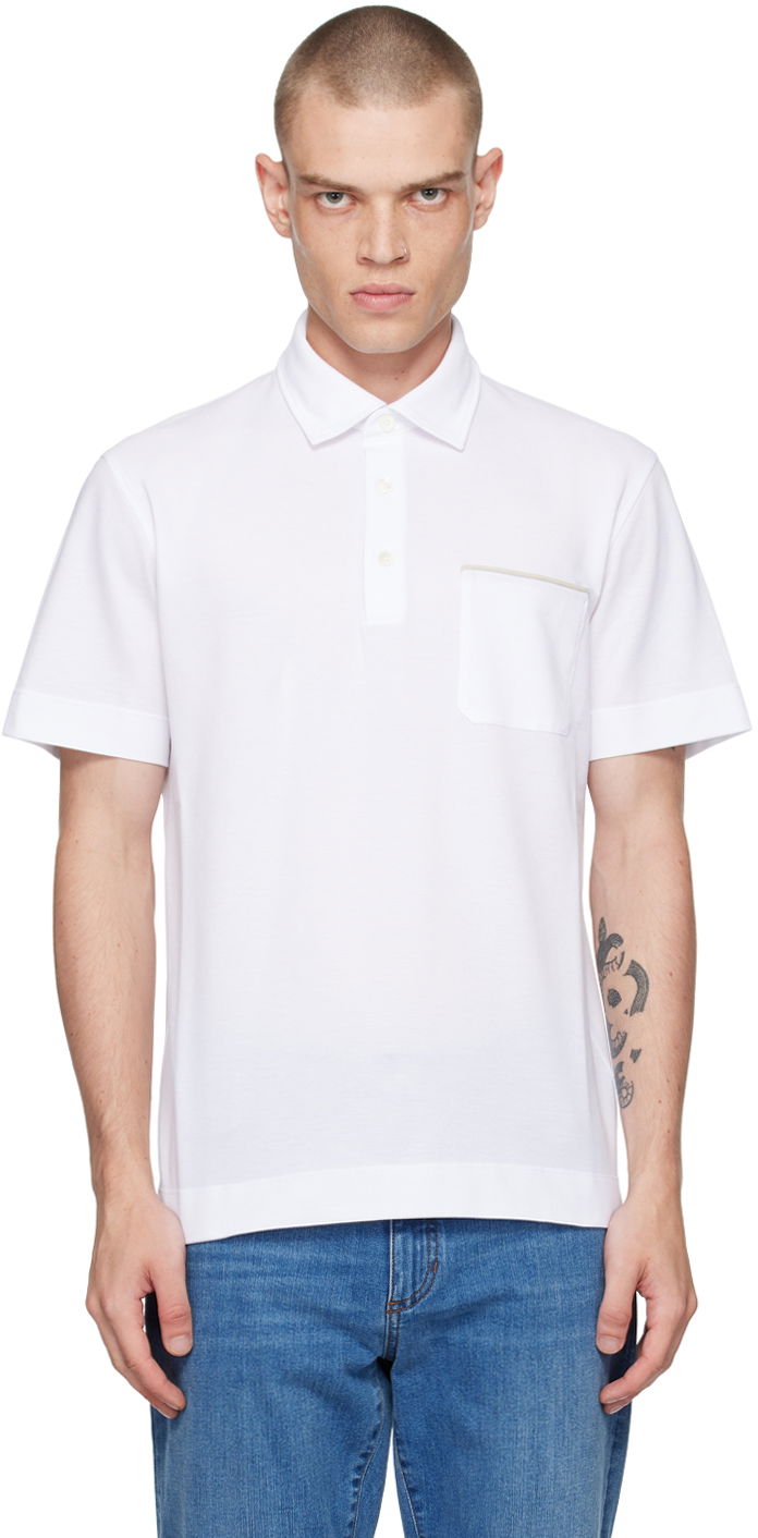 Poolopaita ZEGNA White Pocket Polo Valkoinen | UE392A8-E752