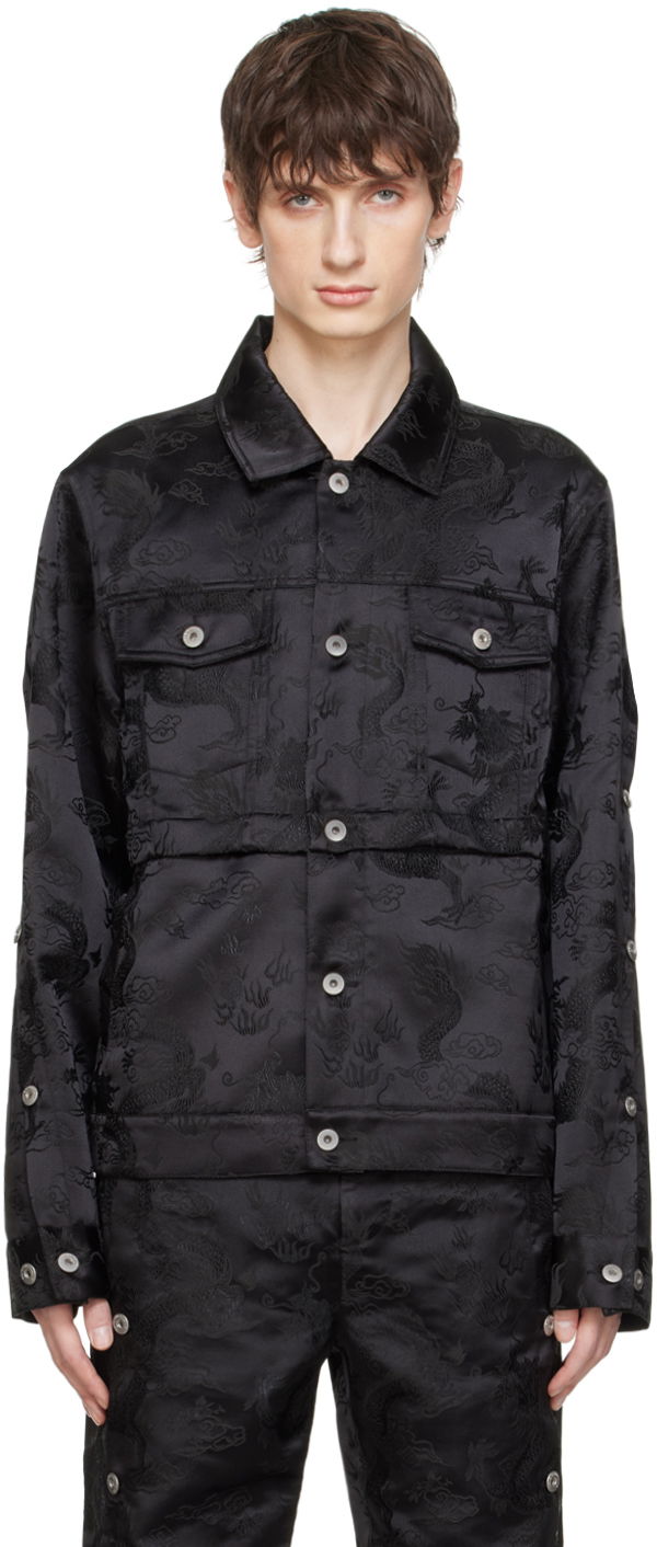 Takki Feng Chen Wang Feng Chen Wang Dragon Jacquard Convertible Jacket Musta | FUS17JK07