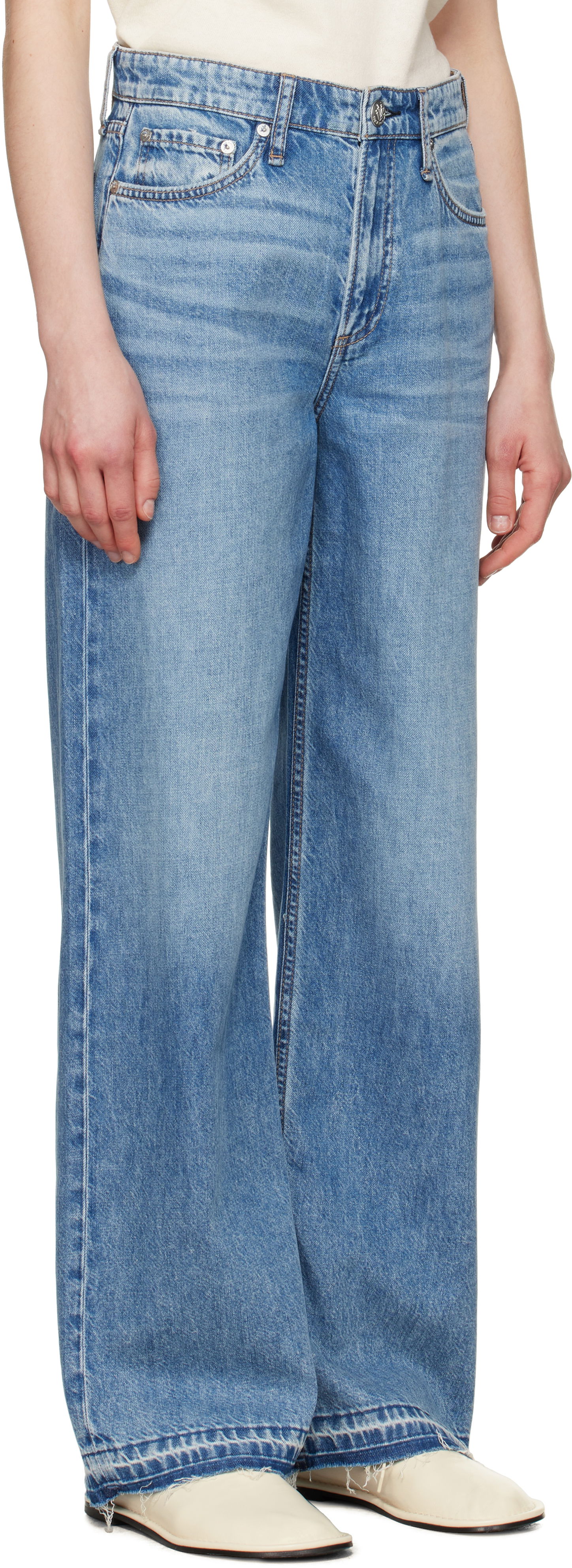 Jeans rag & bone Rag & Bone Featherweight Logan Wide-Leg Jeans Sininen | WDD24H2935FWOR, 1