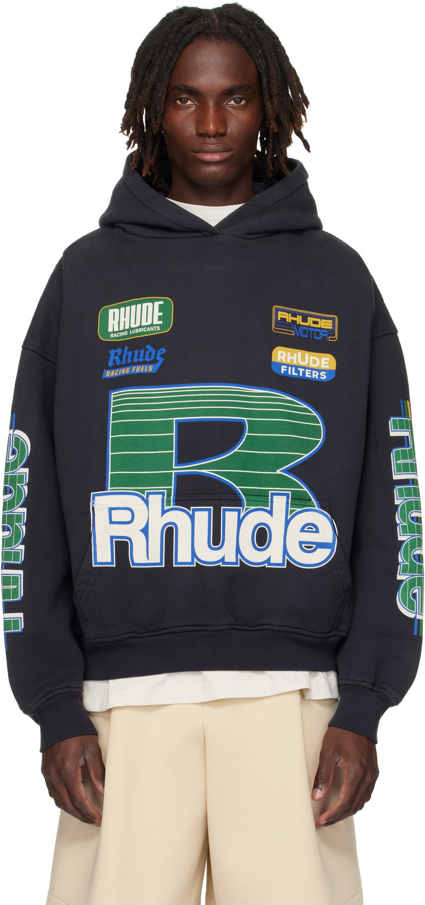 Huppari Rhude Rhude Roadway Racing Hoodie Musta | RHPF25HO08012