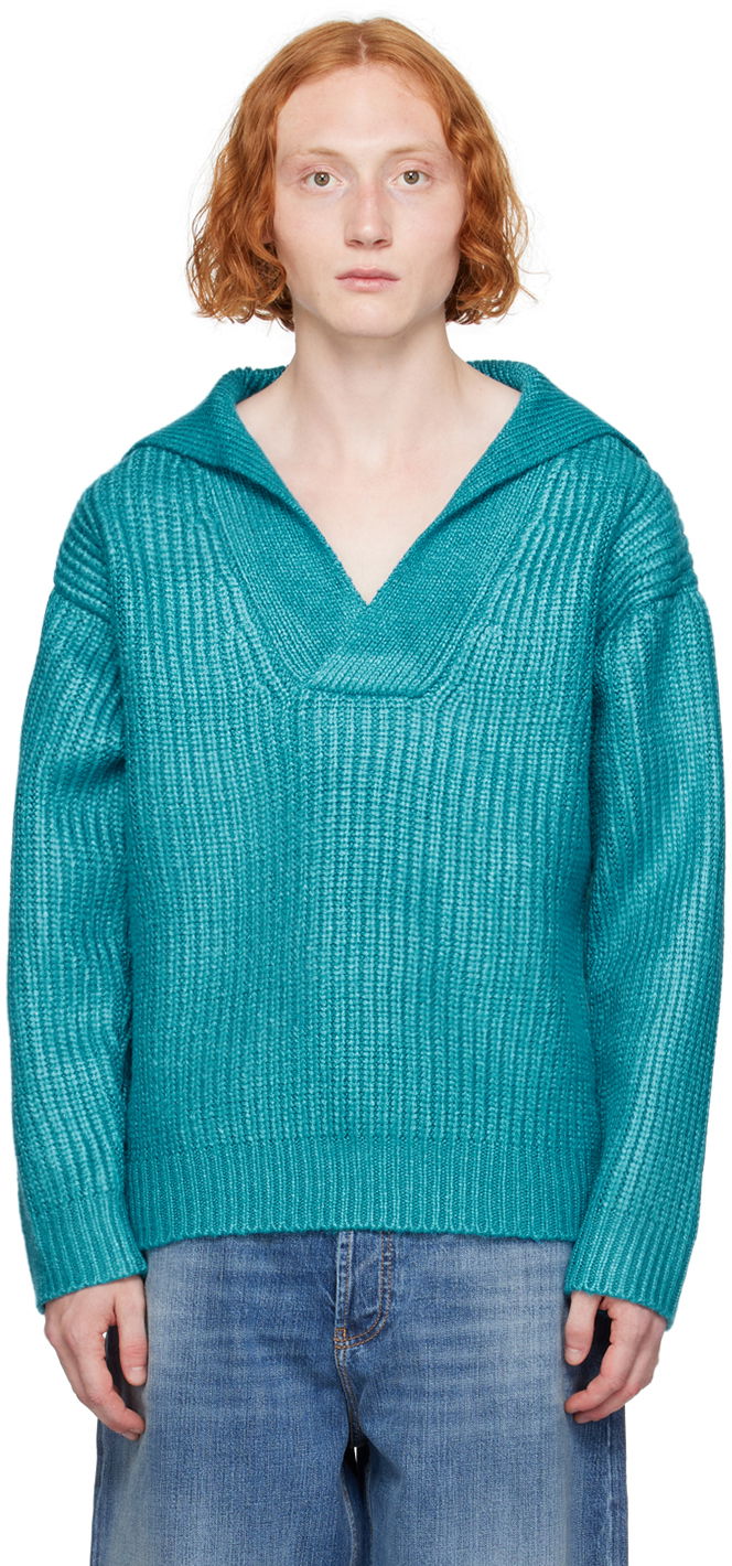 Villapaita Valentino Blue V-Neck Sweater Turkoosi | 5V0KC31FAH6